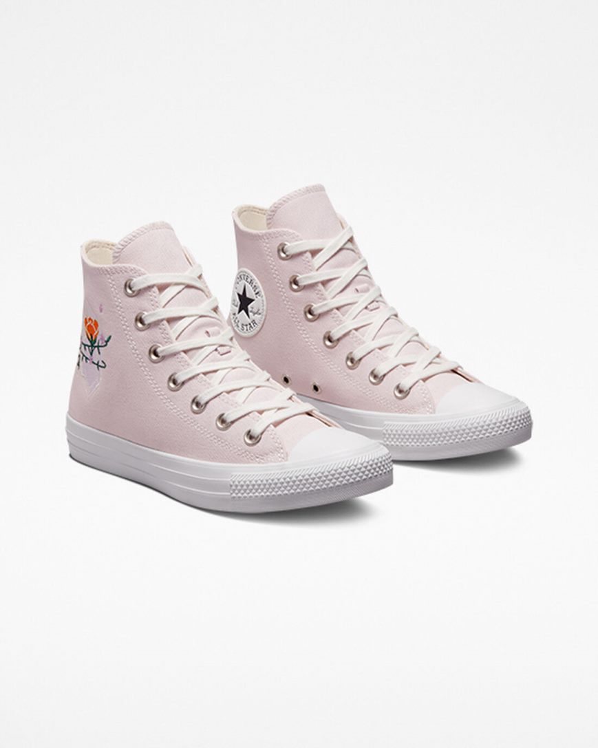 Women's Converse Chuck Taylor All Star Embroidered Crystals High Top Shoes Rose / White | AU E4601U